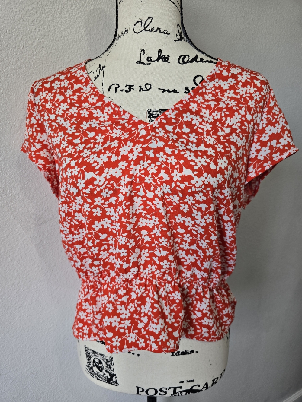 J.Crew Mercantile V-neck Top with Shirred Waist, S